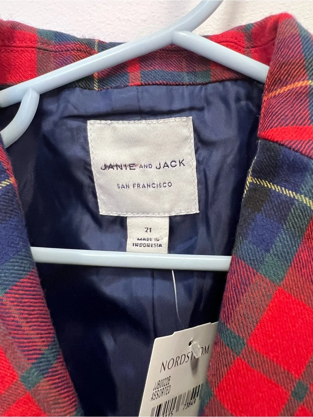 Janie and Jack Red & Navy Plaid Blazer Jacket